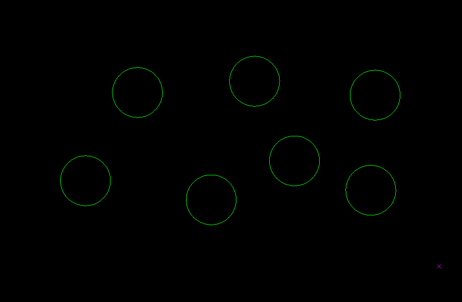 CADCityの「円径コマンド」を使用して、円の大きさが一括で変更できているところの画面