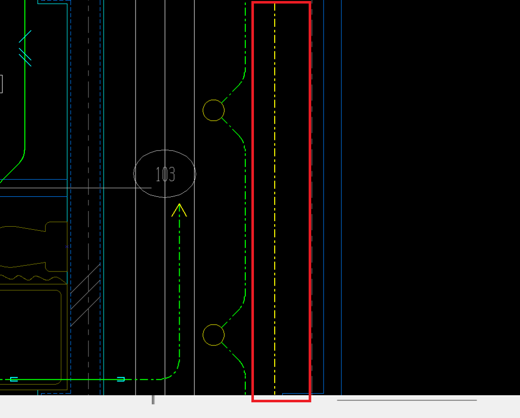 CADCityの「Get&Put」モードがオンになっている状態で、該当の線を選択しようとしている画像