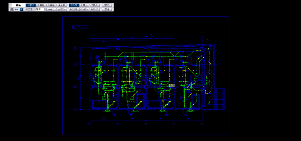 CADCityで拡縮の位置を確定させ、縮尺にあった状態で配置で北場面の画像