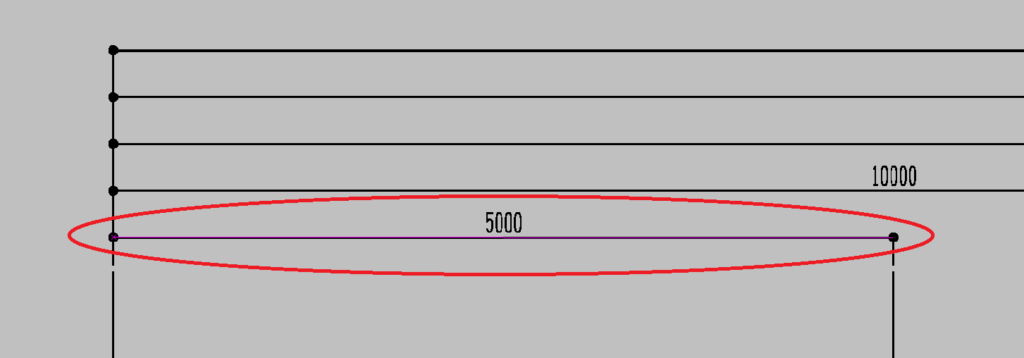 究極のhiroiで変換したPDF図面の長さを示している部分の始点と終点を指定しているところの画面