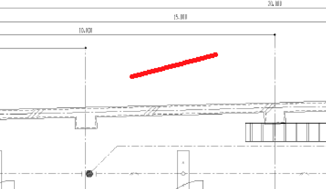 CADCityのRastyリンクで、線分コマンドによって線がPDF(画像データ)に作図された状態の画面